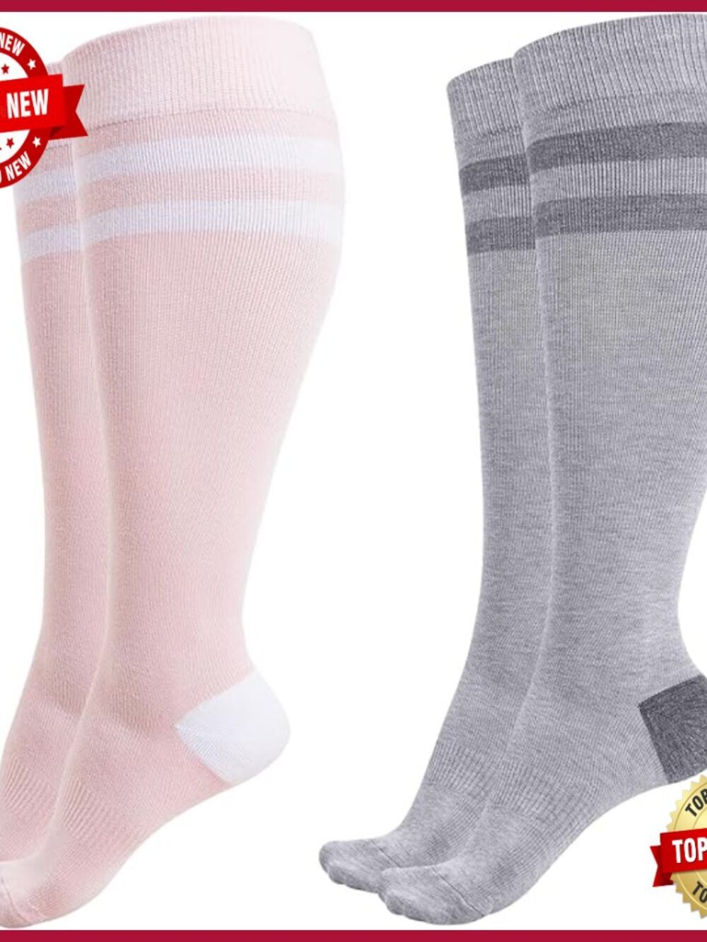 Wide Calf Compression Socks 15-20mmHg Knee High for Travel Nursing Pregnancy
